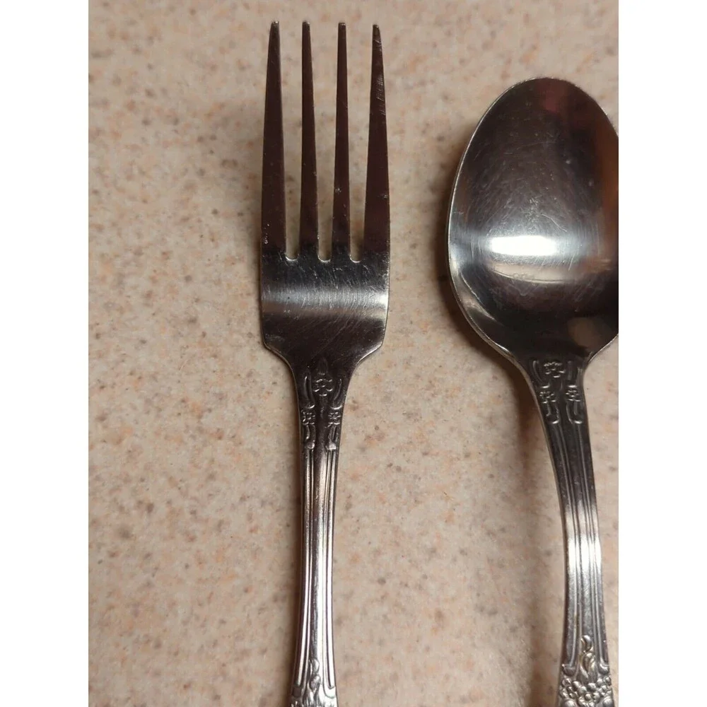 Northland CAROLINA Spoons Fork Korea Stainless Flatware Floral Rose